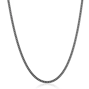 Men'S Black Plated Stainless Steel Rounded Curb Chain Necklace (3.5Mm) - 22"