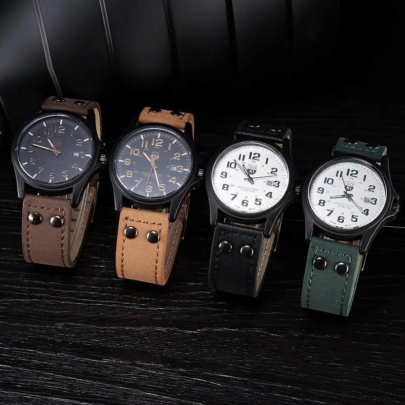 Men's Casual Frosted Leather Watch