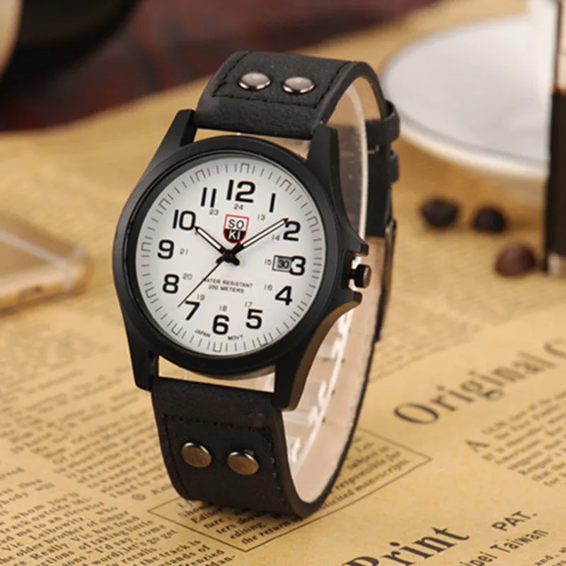 Men's Casual Frosted Leather Watch