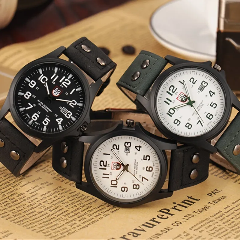 Men's Casual Frosted Leather Watch