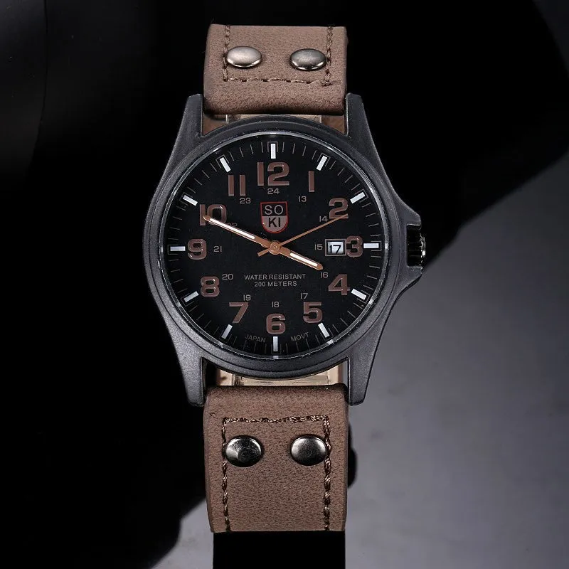 Men's Casual Frosted Leather Watch