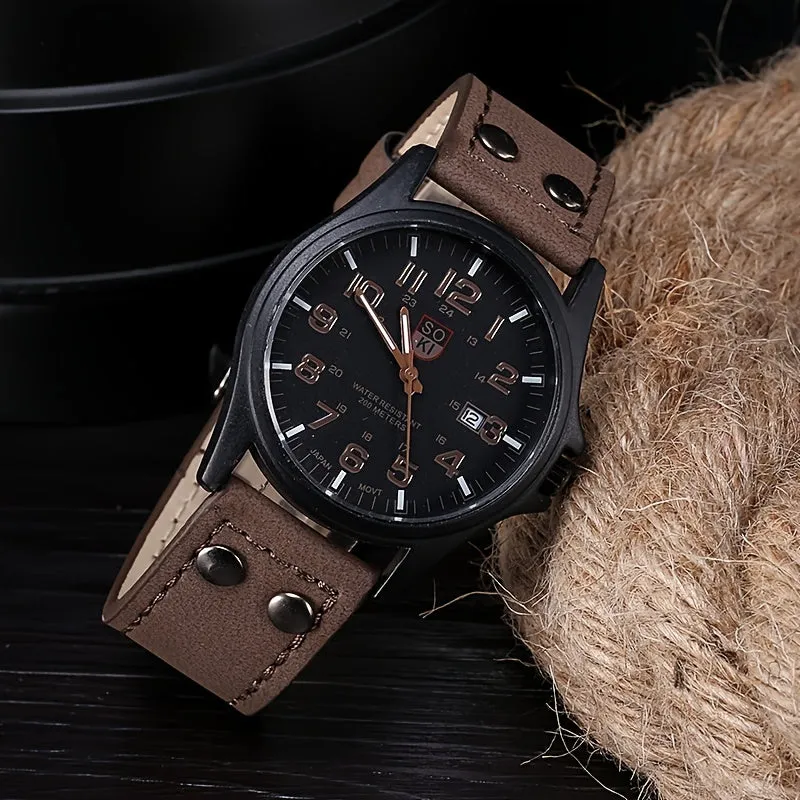 Men's Casual Frosted Leather Watch