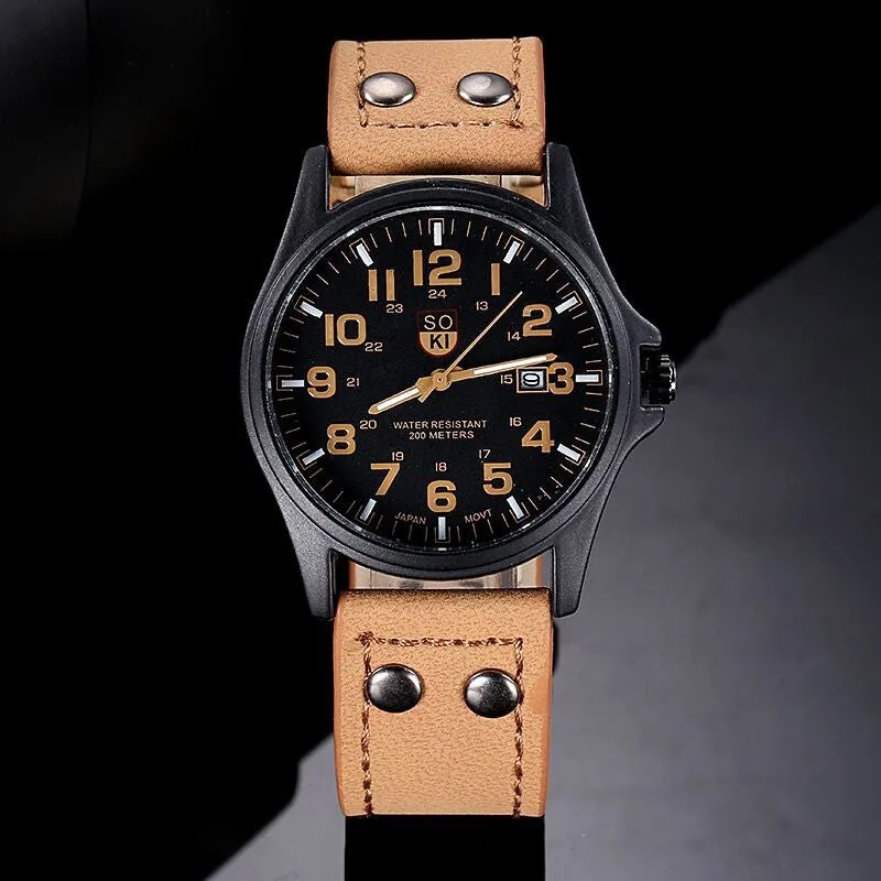 Men's Casual Frosted Leather Watch