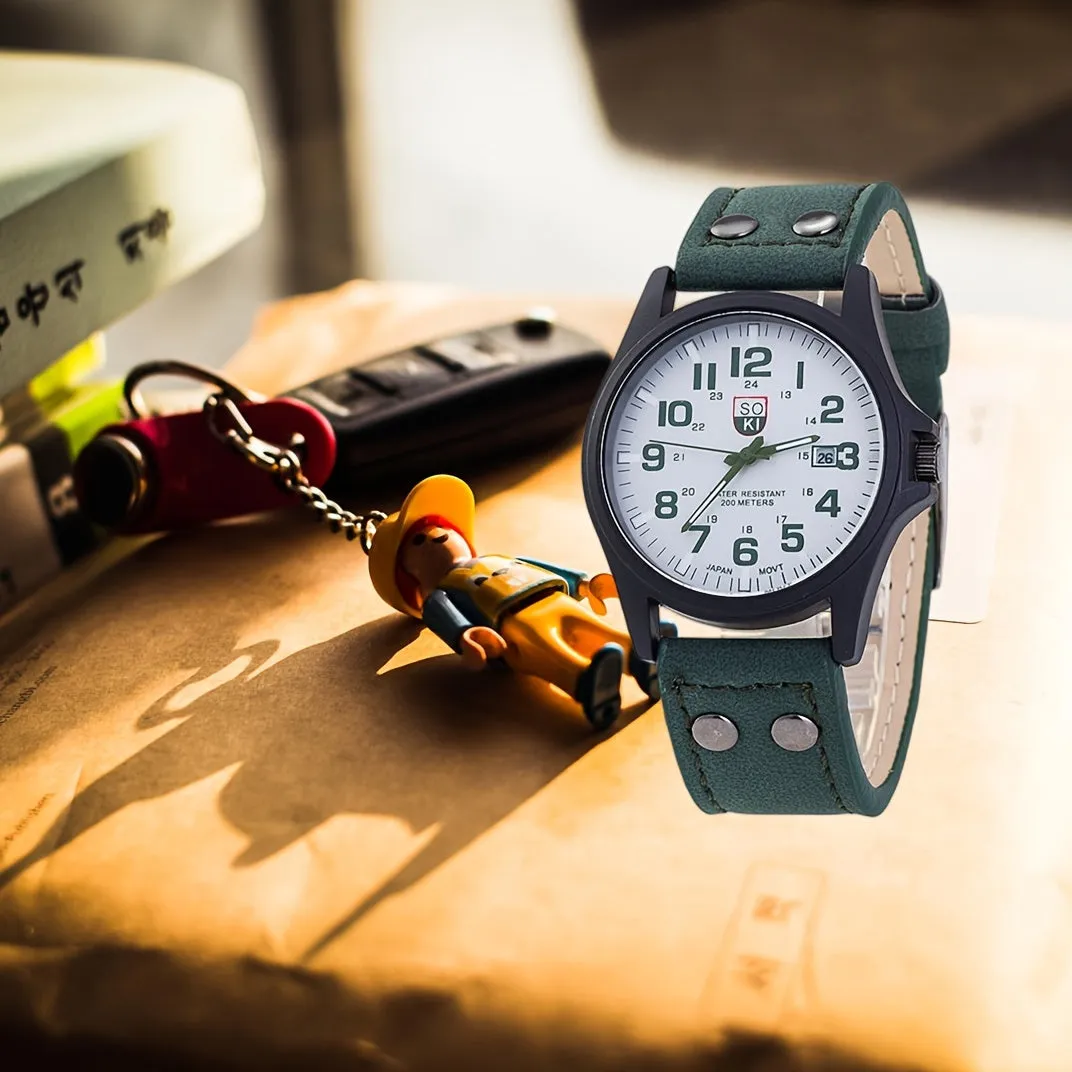 Men's Casual Frosted Leather Watch