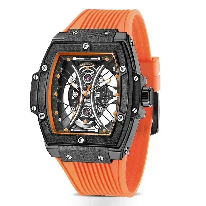 Men's Tonneau Fashion Trend Silicone Strap Luminous Sports Watch