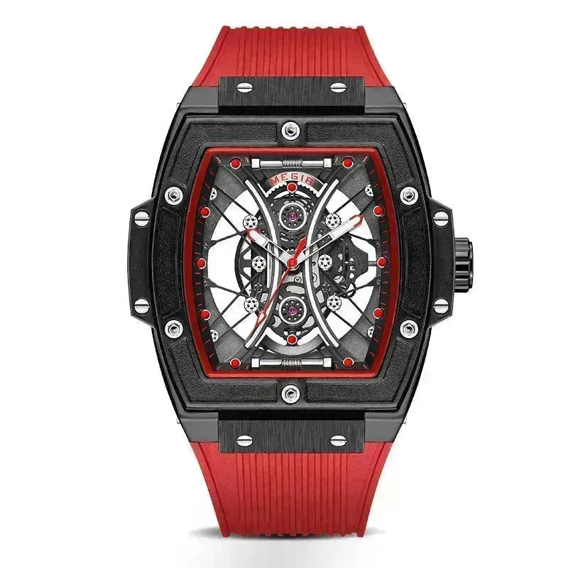 Men's Tonneau Fashion Trend Silicone Strap Luminous Sports Watch