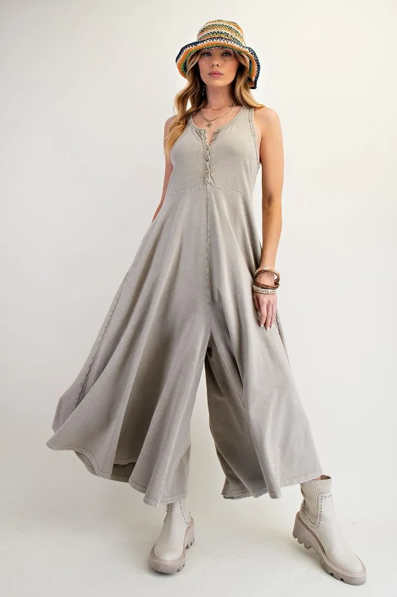 Mineral Washed Terry Palazzo Jumpsuit