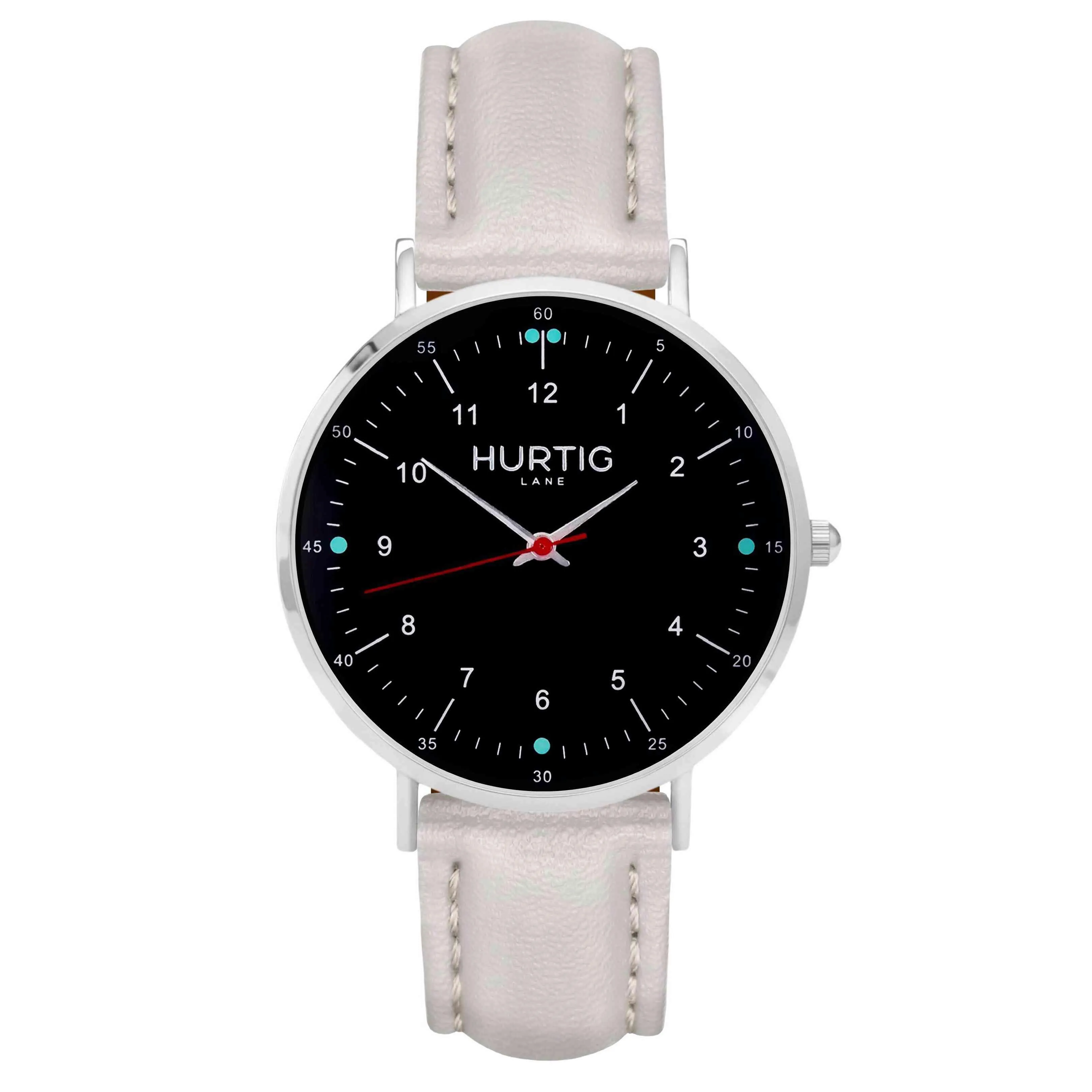 Moderno Vegan Leather Watch Silver, Black & Green