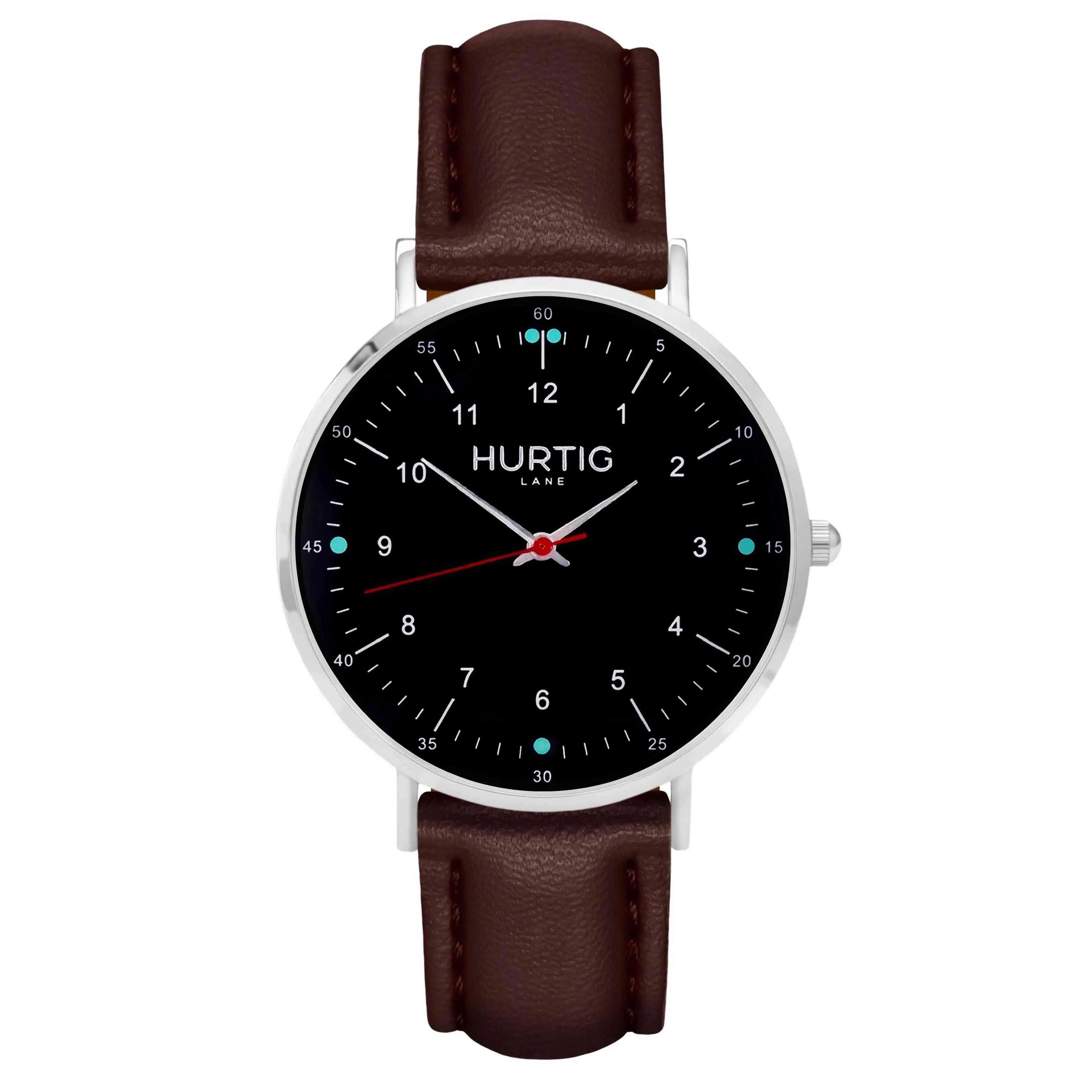 Moderno Vegan Leather Watch Silver, Black & Green