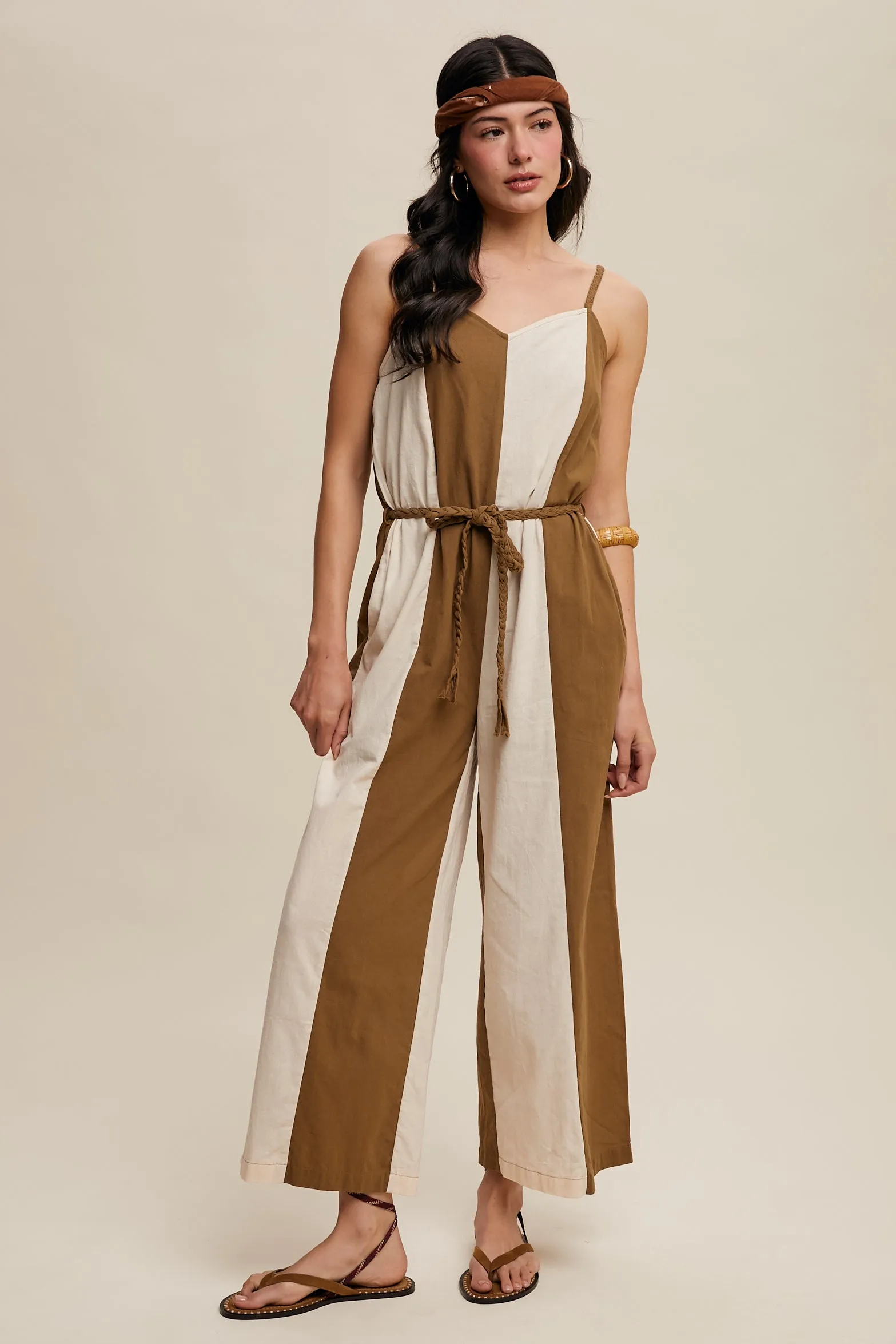 Moss Striped Wide-Leg Jumpsuit