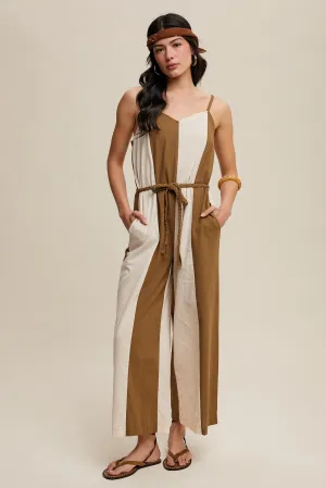 Moss Striped Wide-Leg Jumpsuit