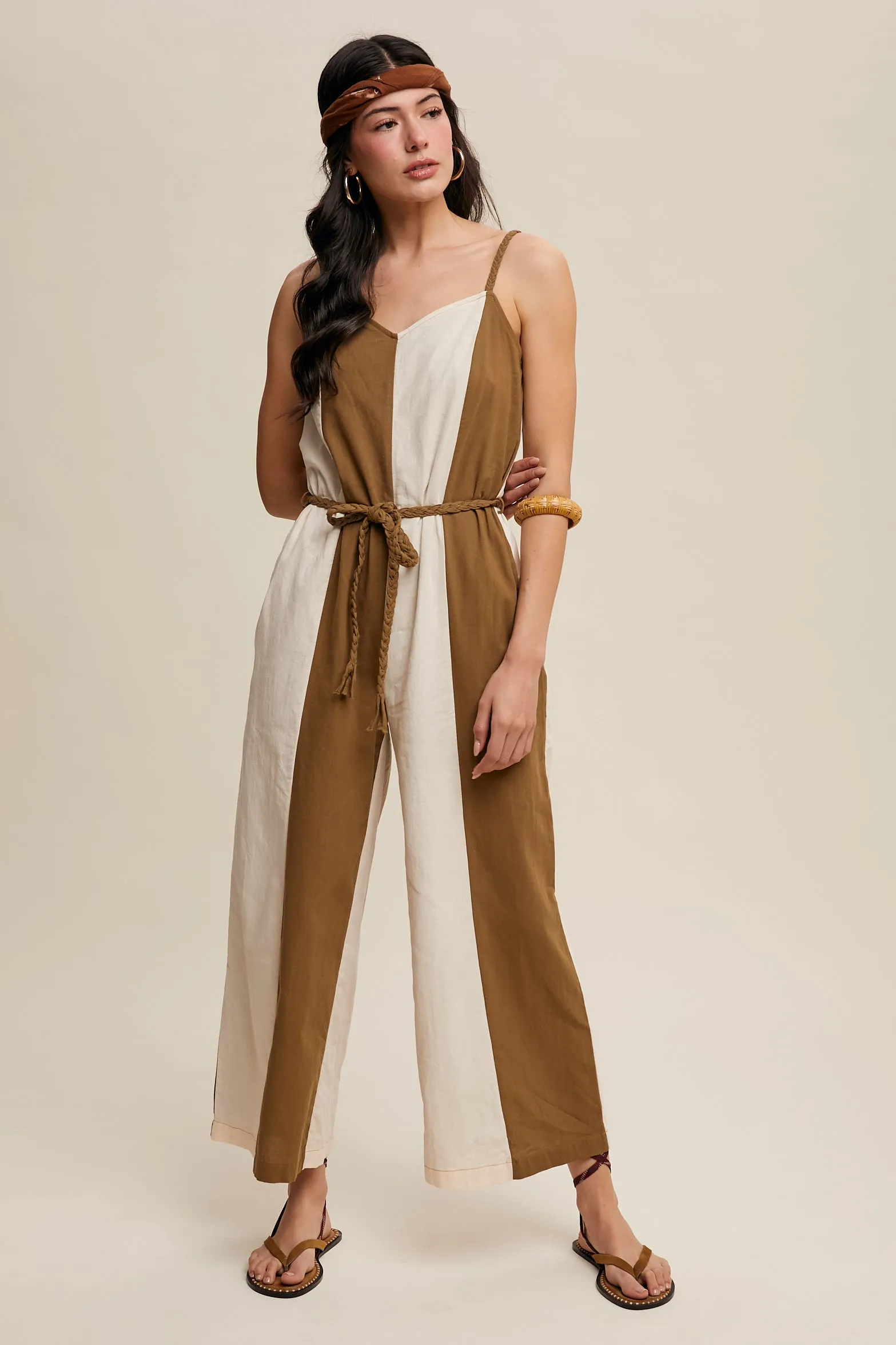 Moss Striped Wide-Leg Jumpsuit