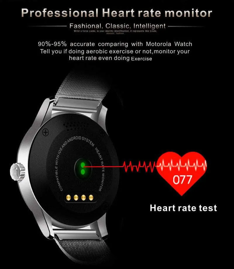 MTK2502 Bluetooth Smartwatch Heart Rate Monitor Pedometer Dialing For Android and IOS