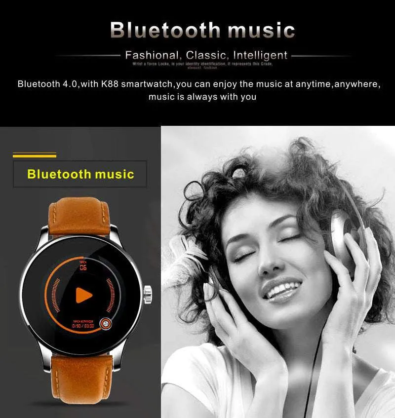 MTK2502 Bluetooth Smartwatch Heart Rate Monitor Pedometer Dialing For Android and IOS