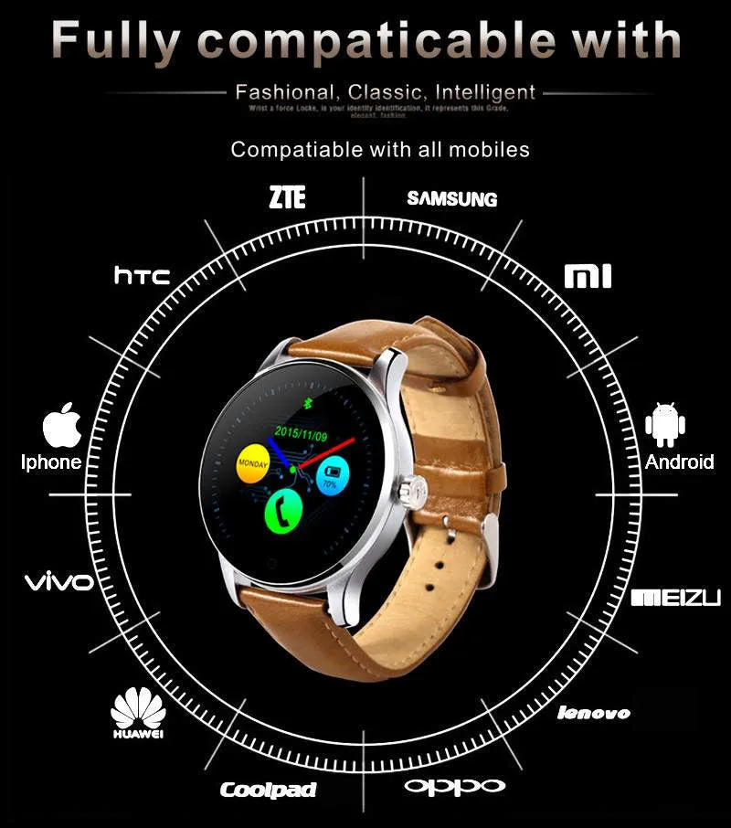 MTK2502 Bluetooth Smartwatch Heart Rate Monitor Pedometer Dialing For Android and IOS