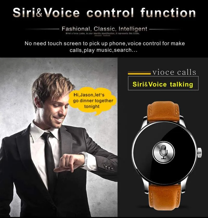 MTK2502 Bluetooth Smartwatch Heart Rate Monitor Pedometer Dialing For Android and IOS