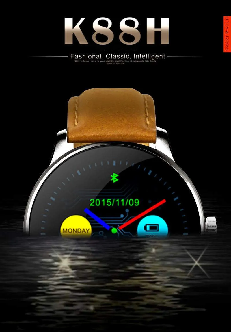MTK2502 Bluetooth Smartwatch Heart Rate Monitor Pedometer Dialing For Android and IOS