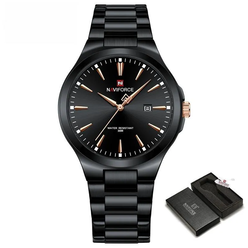 New Men's Watch Casual Fashion Stainless Steel Strap Quartz Waterproof Wristwatch