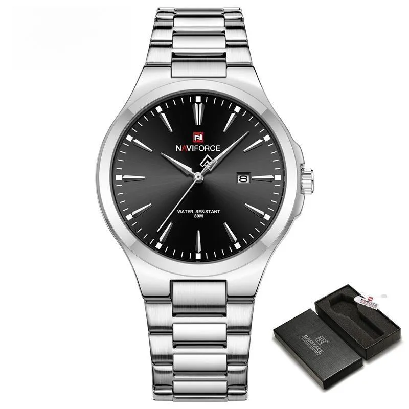 New Men's Watch Casual Fashion Stainless Steel Strap Quartz Waterproof Wristwatch