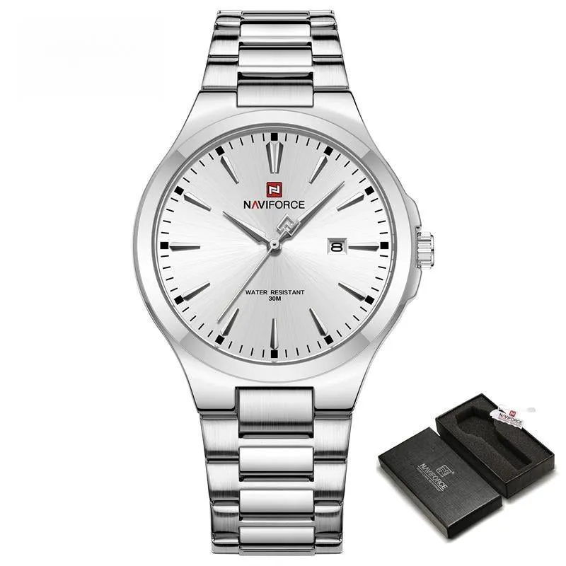 New Men's Watch Casual Fashion Stainless Steel Strap Quartz Waterproof Wristwatch