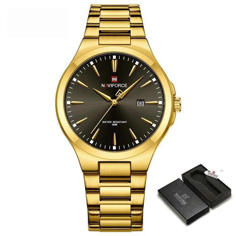 New Men's Watch Casual Fashion Stainless Steel Strap Quartz Waterproof Wristwatch