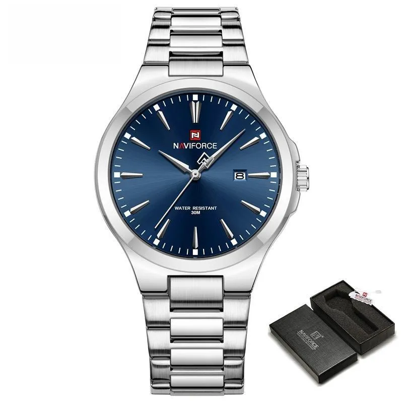 New Men's Watch Casual Fashion Stainless Steel Strap Quartz Waterproof Wristwatch