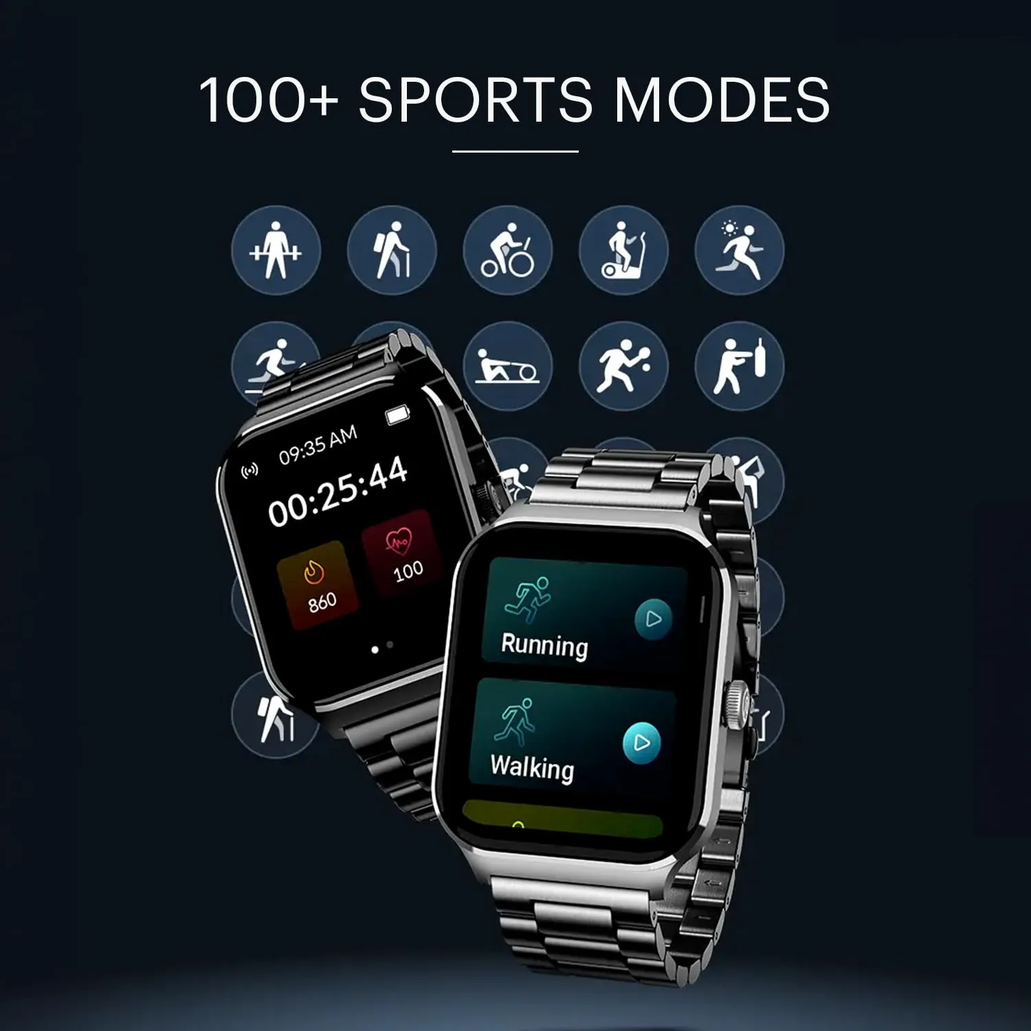 Noise Canvas Smart Watch with 1.96" Vivid Display, Functional Crown, BT Calling, 150  Watch Faces, AI Voice Assistant, Health Suiteᵀᴹ, 100  Sports Modes, IP67, Upto 7 Days Battery (Elite Black)