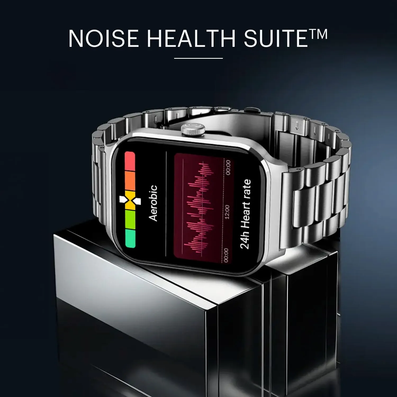 Noise Canvas Smart Watch with 1.96" Vivid Display, Functional Crown, BT Calling, 150  Watch Faces, AI Voice Assistant, Health Suiteᵀᴹ, 100  Sports Modes, IP67, Upto 7 Days Battery (Elite Black)