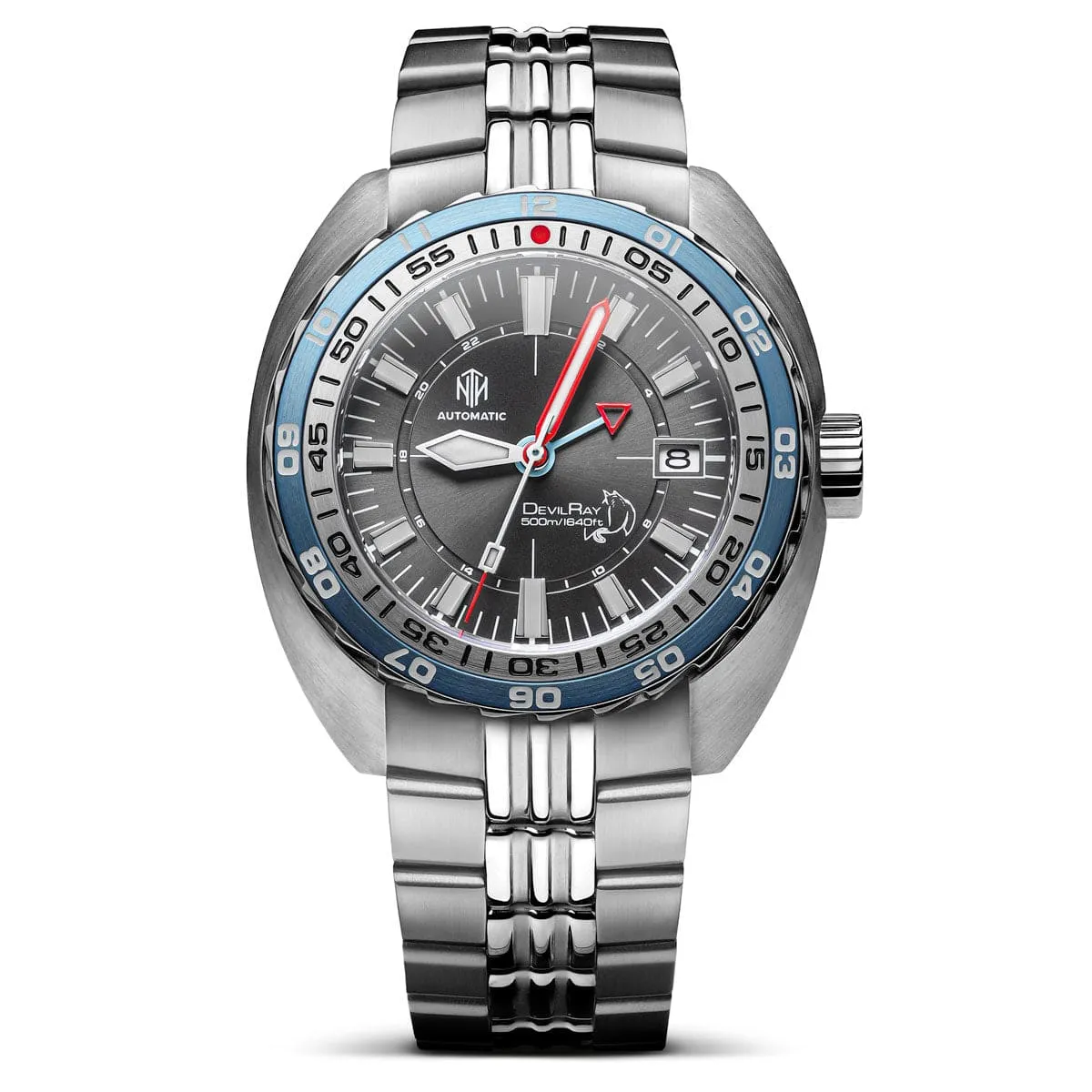 NTH DevilRay GMT - Grey Sunburst - Stainless Steel Bracelet - LIKE NEW