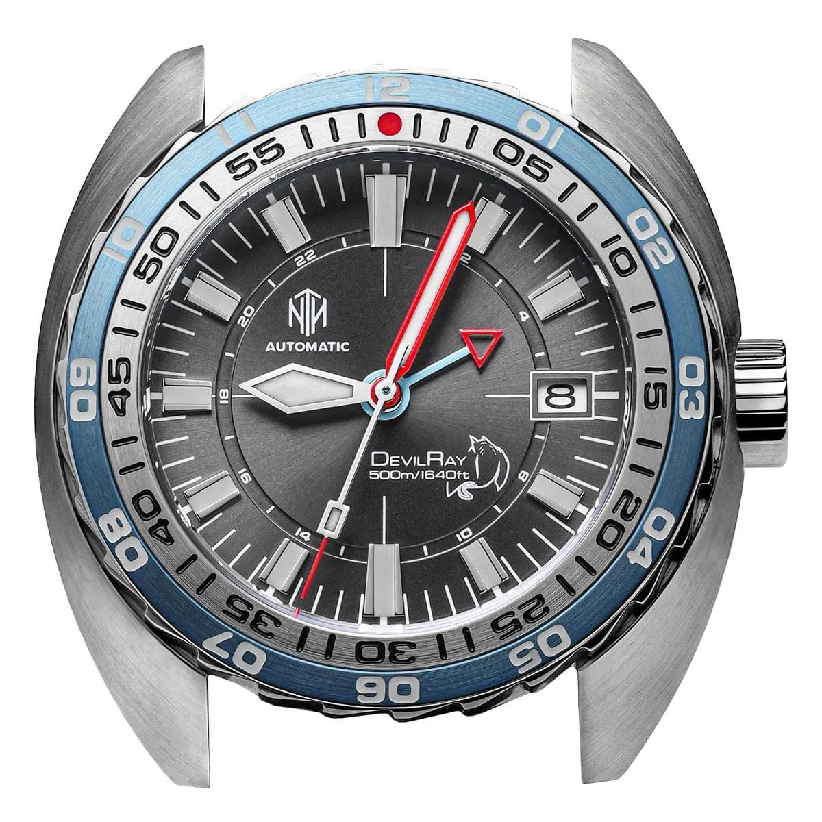 NTH DevilRay GMT - Grey Sunburst - Stainless Steel Bracelet - LIKE NEW