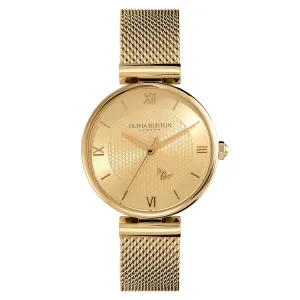 Olivia Burton 36mm Signature Minima Bee T-Bar Yellow Gold Plated Quartz Watch