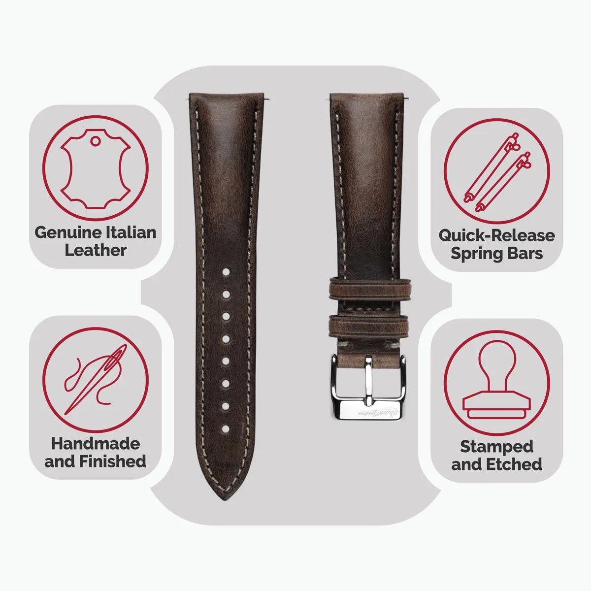 Original Vintage Highley Genuine Leather Watch Strap - Chocolate Brown