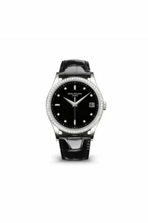 patek philippe calatrava white gold with ebony black opal dial watch