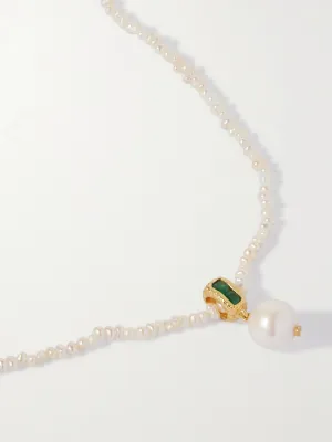 Prado gold vermeil, pearl and emerald necklace