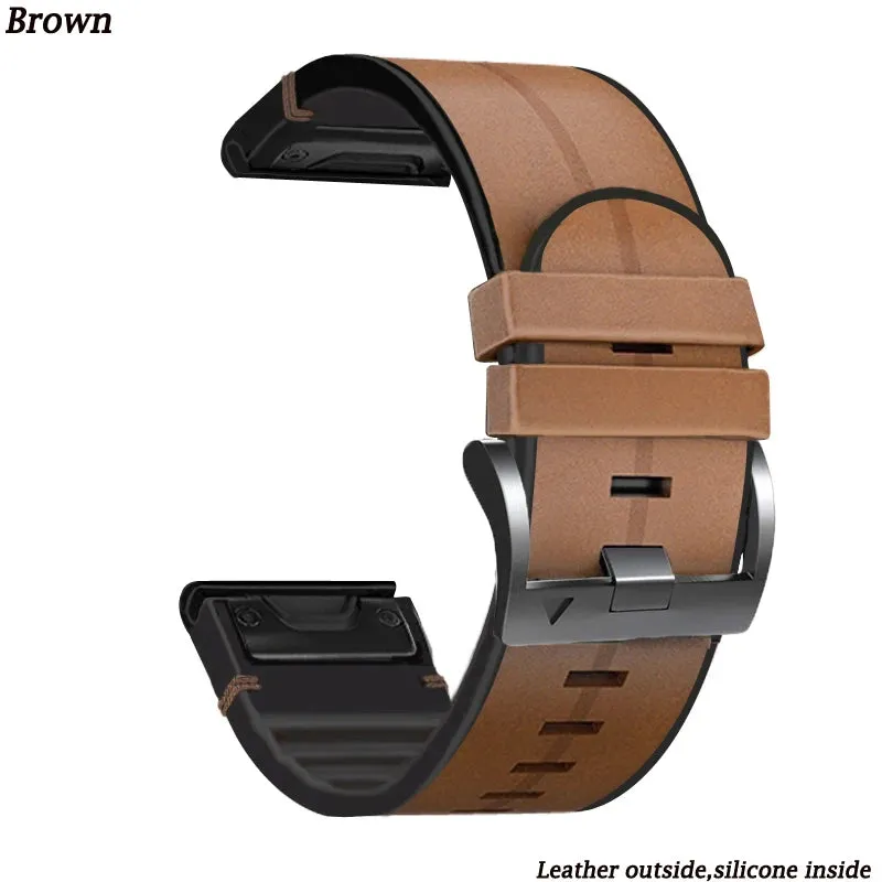 Premium Silicone Leather Wristband for Garmin Watches