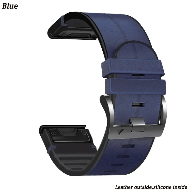 Premium Silicone Leather Wristband for Garmin Watches