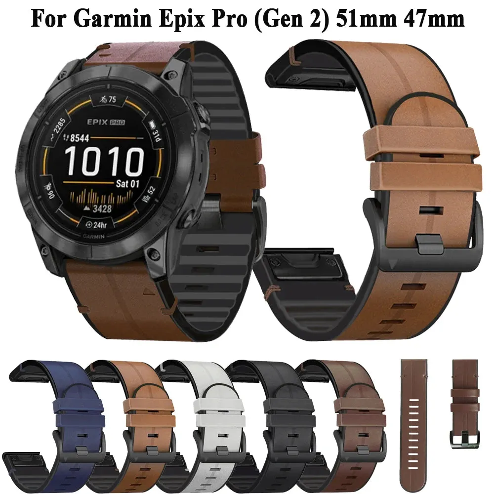 Premium Silicone Leather Wristband for Garmin Watches