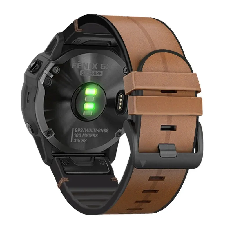Premium Silicone Leather Wristband for Garmin Watches
