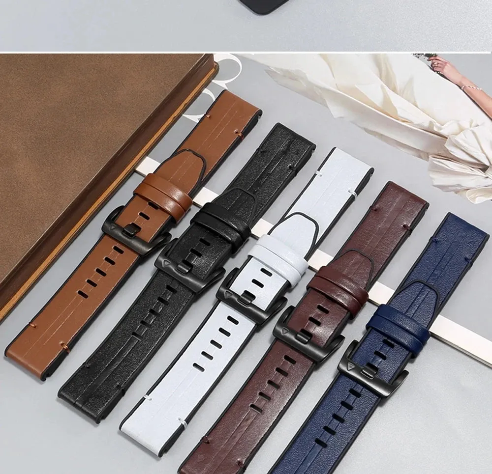 Premium Silicone Leather Wristband for Garmin Watches
