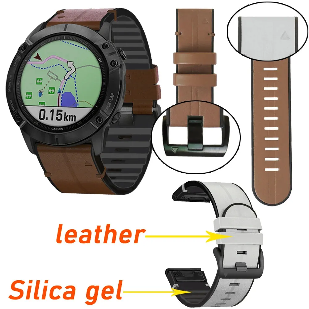 Premium Silicone Leather Wristband for Garmin Watches