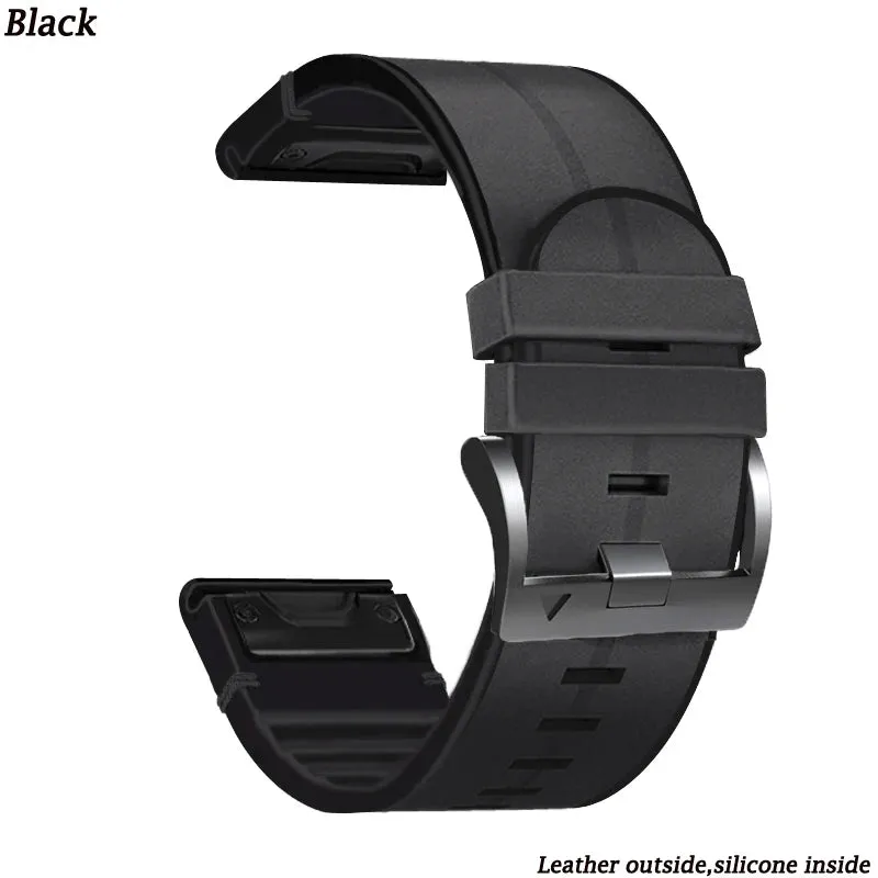 Premium Silicone Leather Wristband for Garmin Watches
