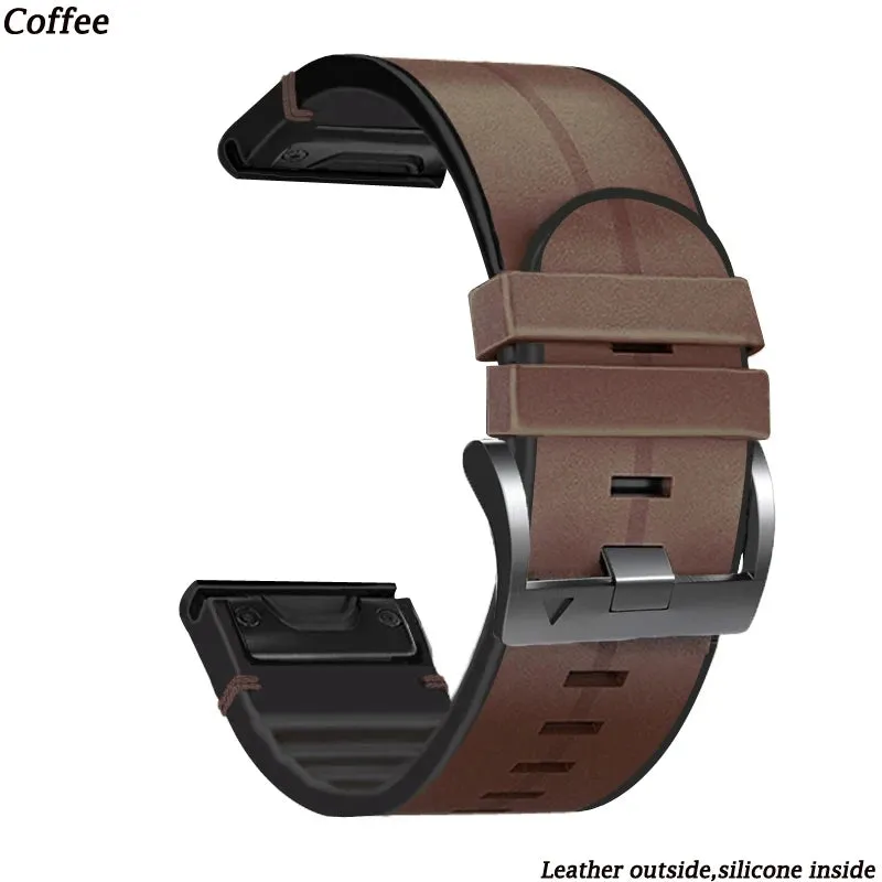Premium Silicone Leather Wristband for Garmin Watches