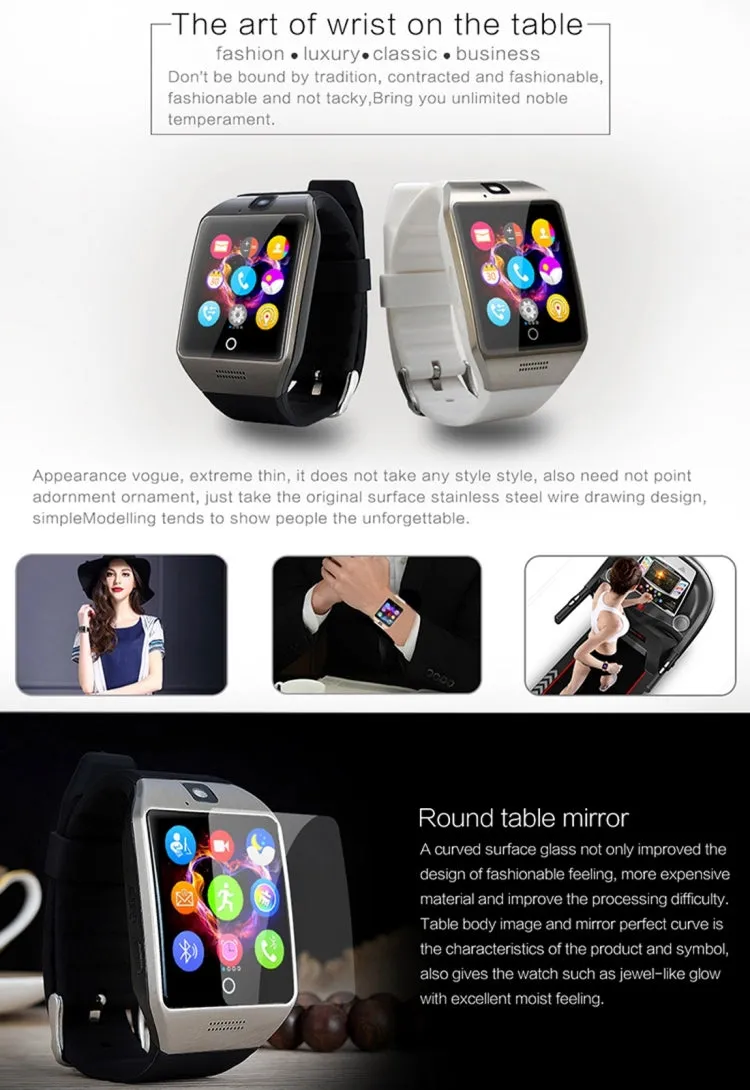 Q18S 1.54 inch IPS Screen MTK6260A Bluetooth 3.0 Smart Watch Phone, Pedometer / Sedentary Reminder / Sleeping Monitor  / Anti-Loss / Remote Camera / GSM / 0.3M Camera (Black   Gold)
