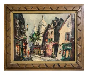 "Montmartre" Vintage Oil on Canvas French Landscape C.1940s - $2.5K APR W/Coa!