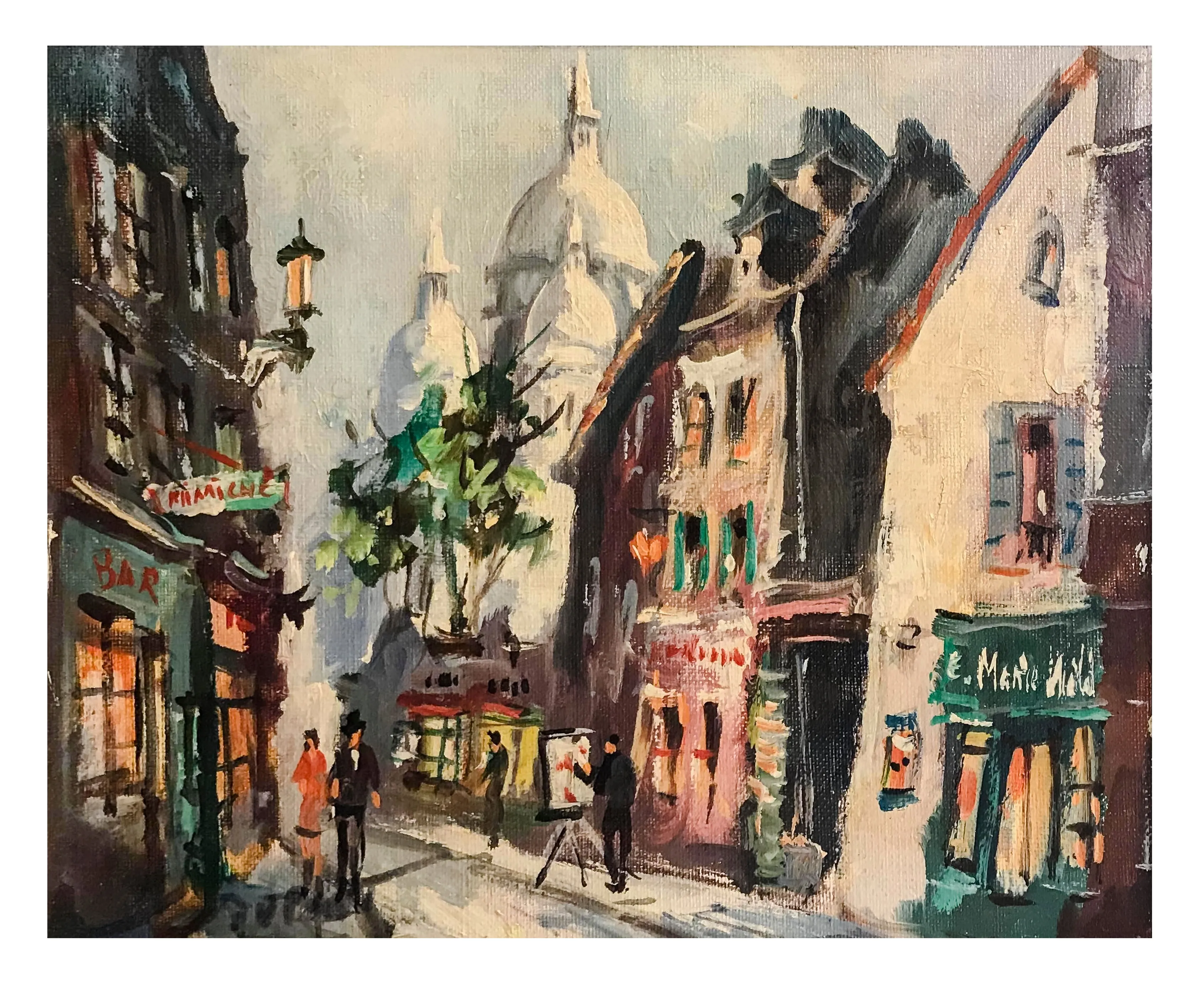 "Montmartre" Vintage Oil on Canvas French Landscape C.1940s - $2.5K APR W/Coa!