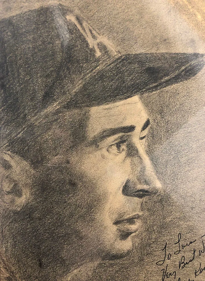 "SANDY KOUFAX" Original Charcoal Portrait with Autograph - $6K APR w/ CoA!!