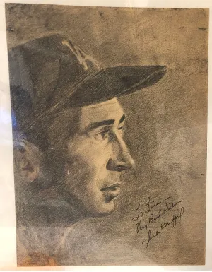 "SANDY KOUFAX" Original Charcoal Portrait with Autograph - $6K APR w/ CoA!!