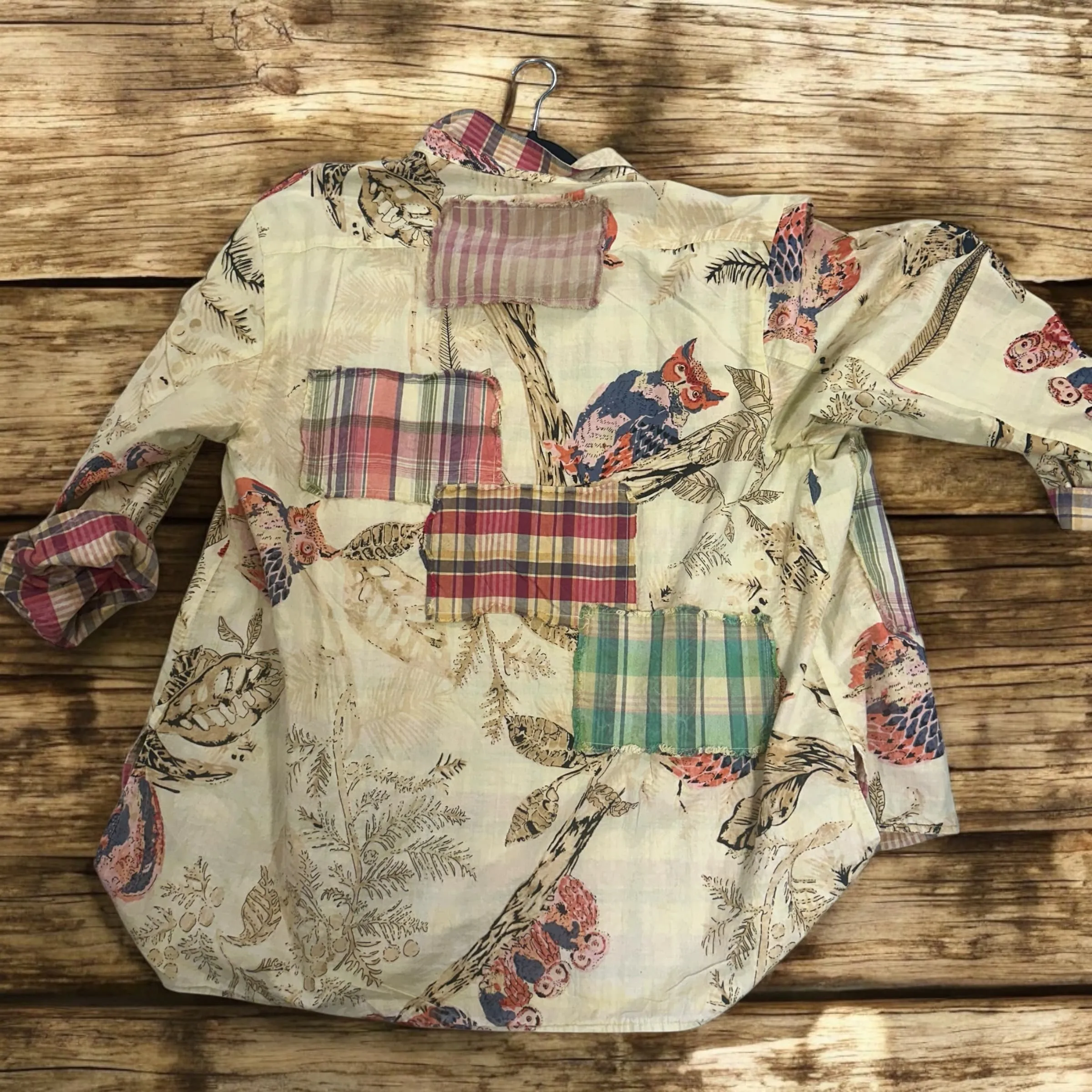 Reversable Floral/Plaid Patch Shacket