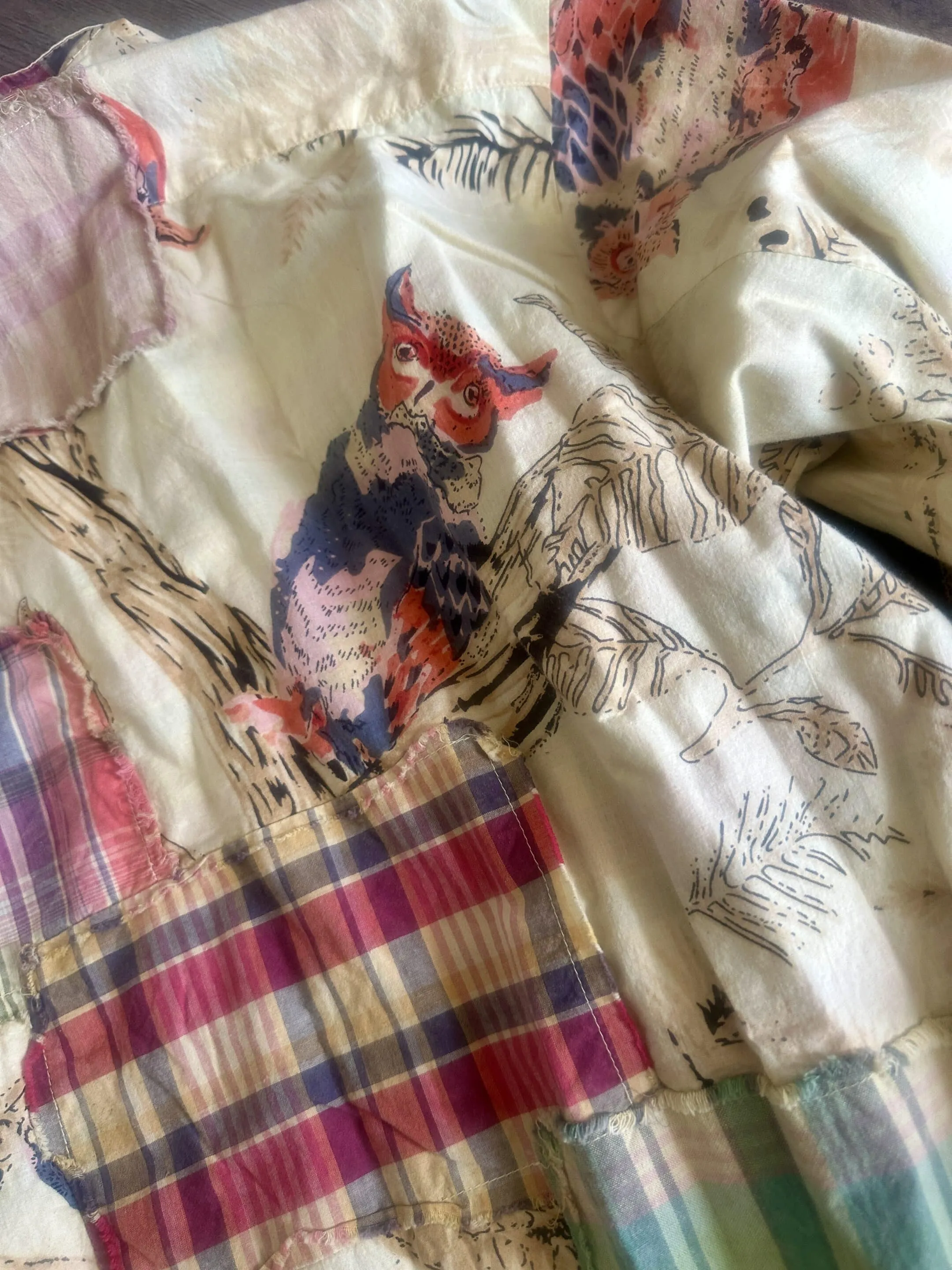 Reversable Floral/Plaid Patch Shacket
