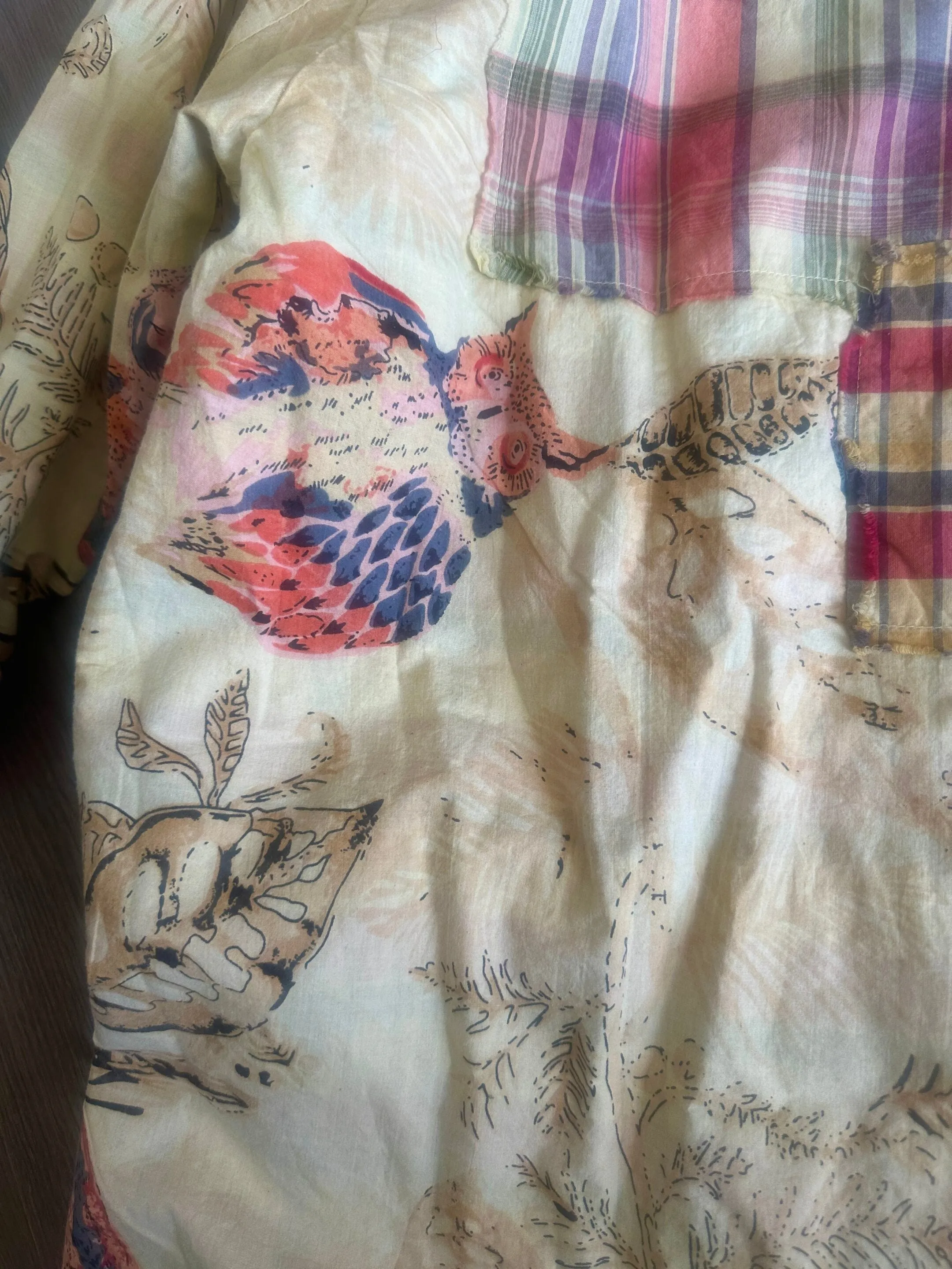 Reversable Floral/Plaid Patch Shacket